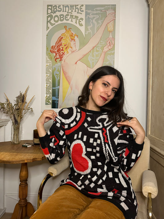 Vintage Abstract Keith Haring Style Sweater (Sz M/L)