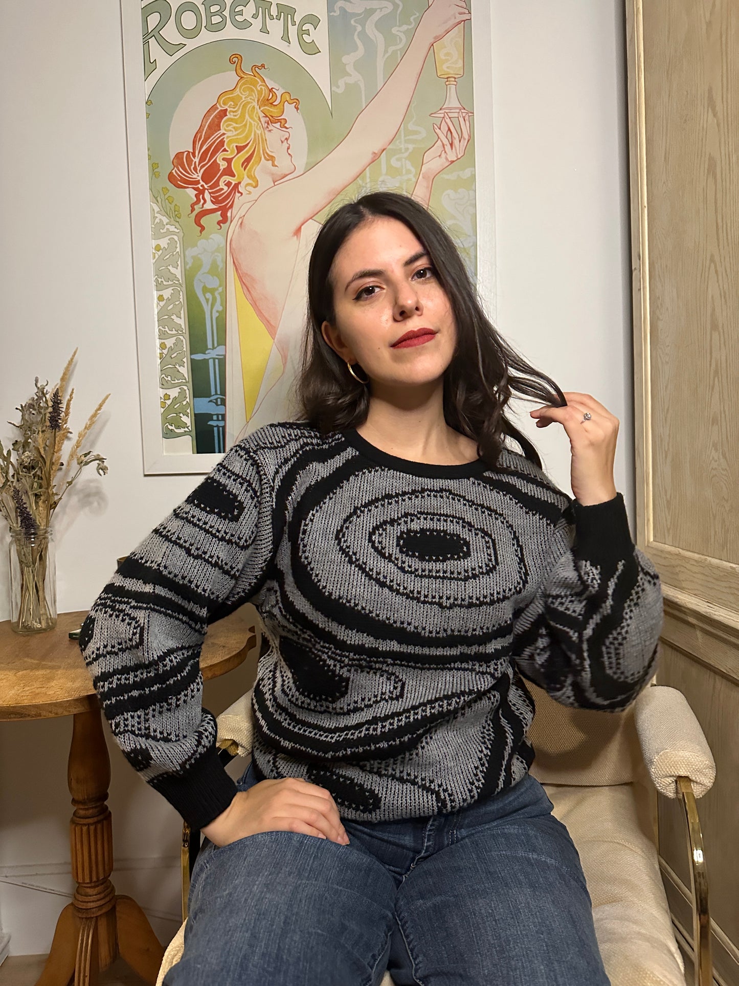 Vintage Psychedelic Knit Sweater (size M)