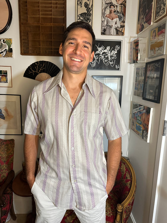 Vintage 1970s Hand-Tailored Short Sleeve Button Down (Sz L)