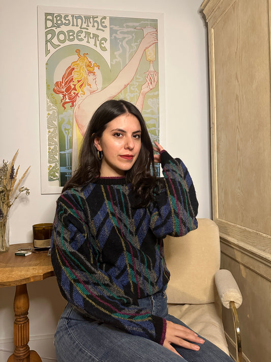 Vintage 1980s Funky Pattern Sweater (Sz M)