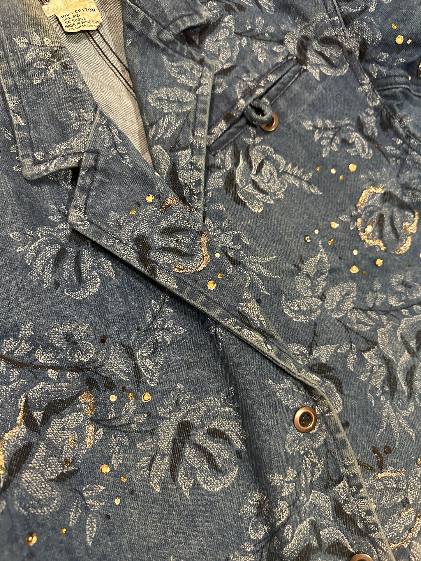 Vintage 1990s Jornicke Embellished Denim Jacket (Sz M)