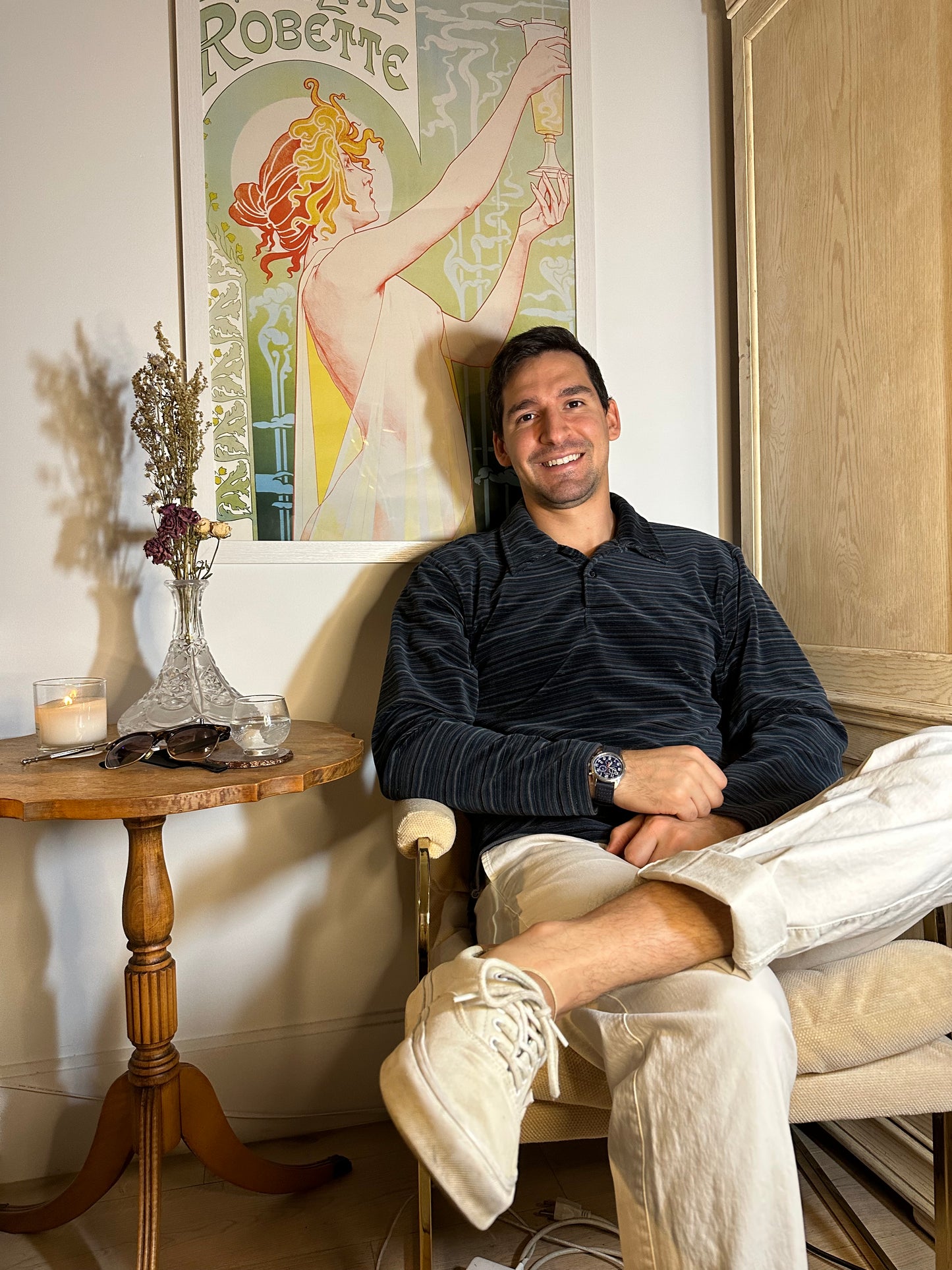 Vintage Alfani Striped Velour Shirt (Sz L)