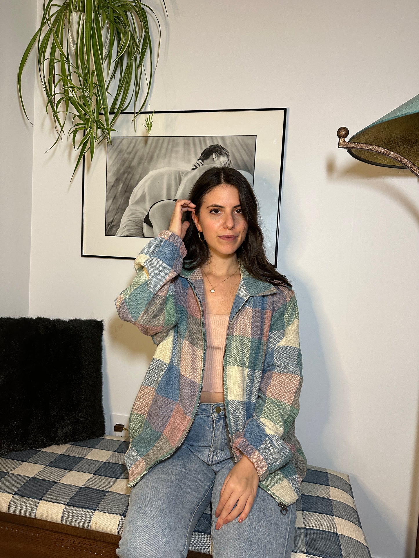 Vintage Alfred Dunner Pastel Plaid Coat (Sz 16)
