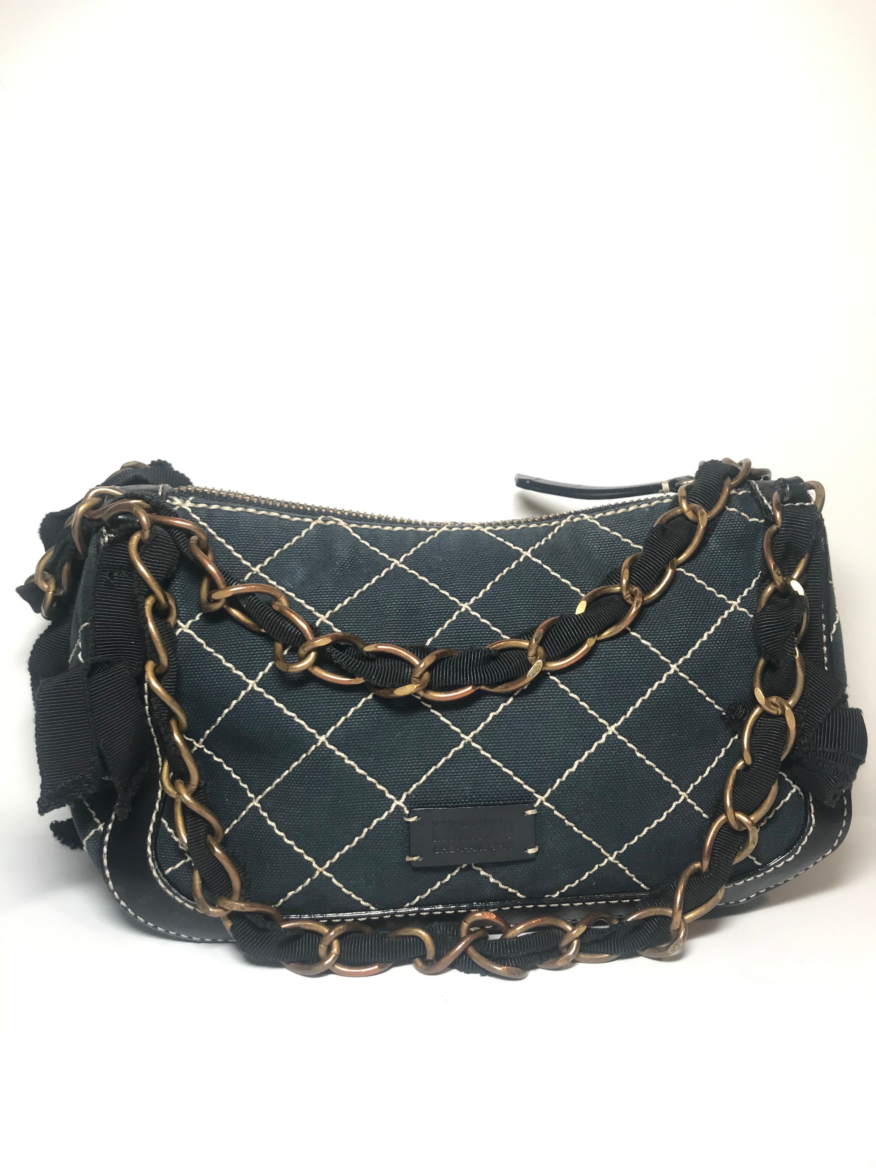 Moschino Vintage Leather Tweed Handbag