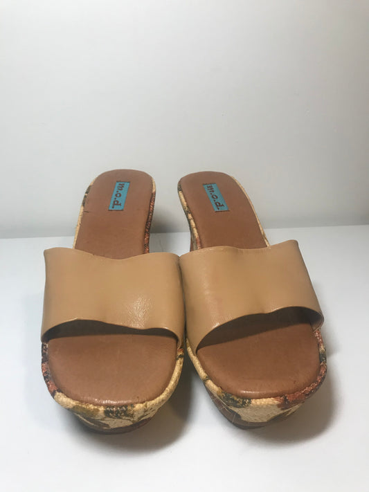 Y2K Vintage Floral & Tan Platform Slide Espadrilles (Size 9.5)