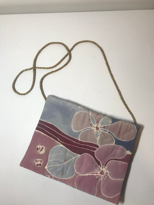 Vintage Silk Floral Dyed Crossbody Evening Bag