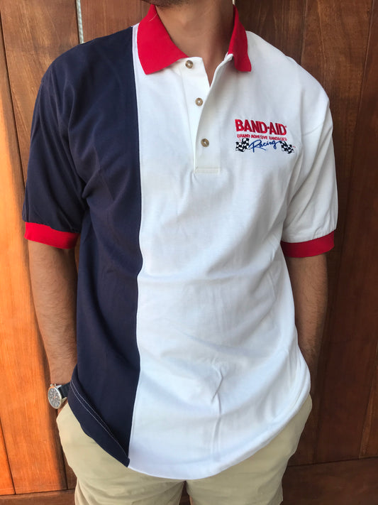 Vintage Band-Aid Racing Color Block Polo Shirt (Size XL)