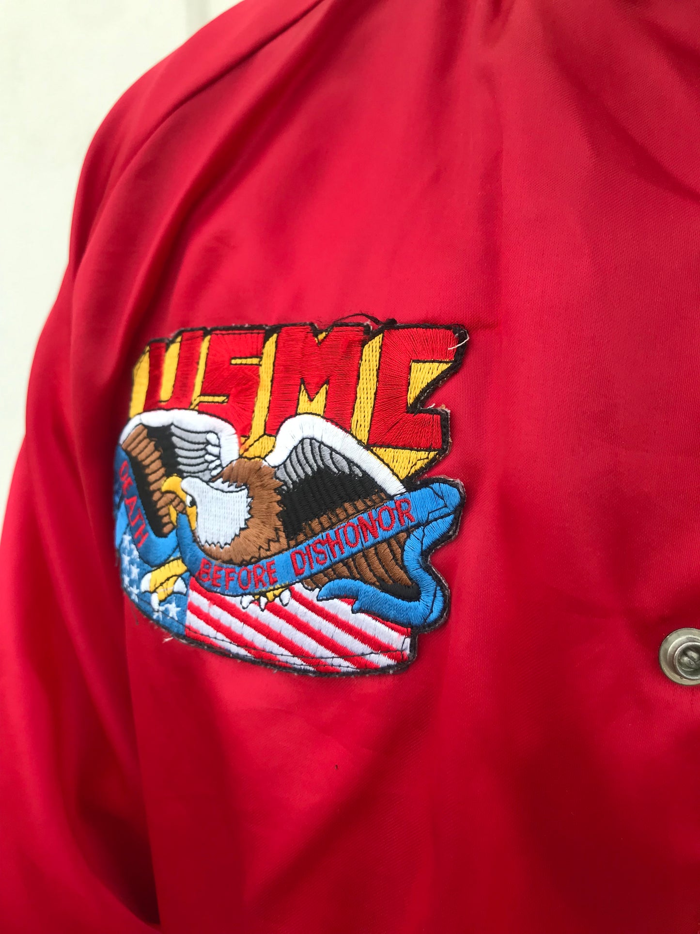 Vintage US Marine Corps Embroidered Bomber Jacket (Size L/XL)