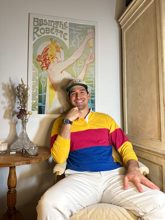 Vintage Active Messages Color-Block Rugby Shirt (Sz Med)