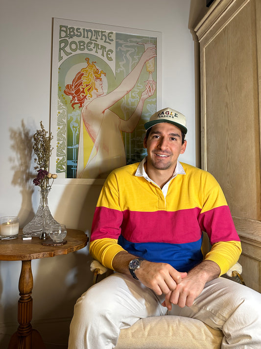 Vintage Active Messages Color-Block Rugby Shirt (Sz Med)