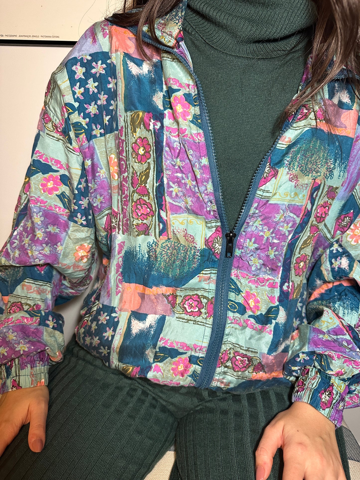 Vintage 100% Silk Bogari Abstract Floral Jacket (Sz S)