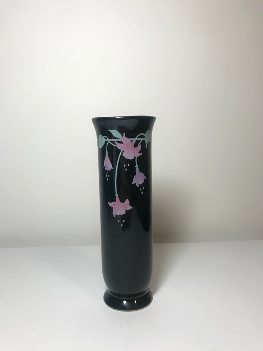 Floral Black Glass Ceramic Vase