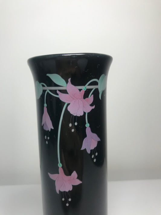 Floral Black Glass Ceramic Vase