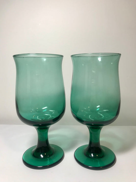 Libbey Teardrop Juniper Green Goblet Glasses (Set of 2)