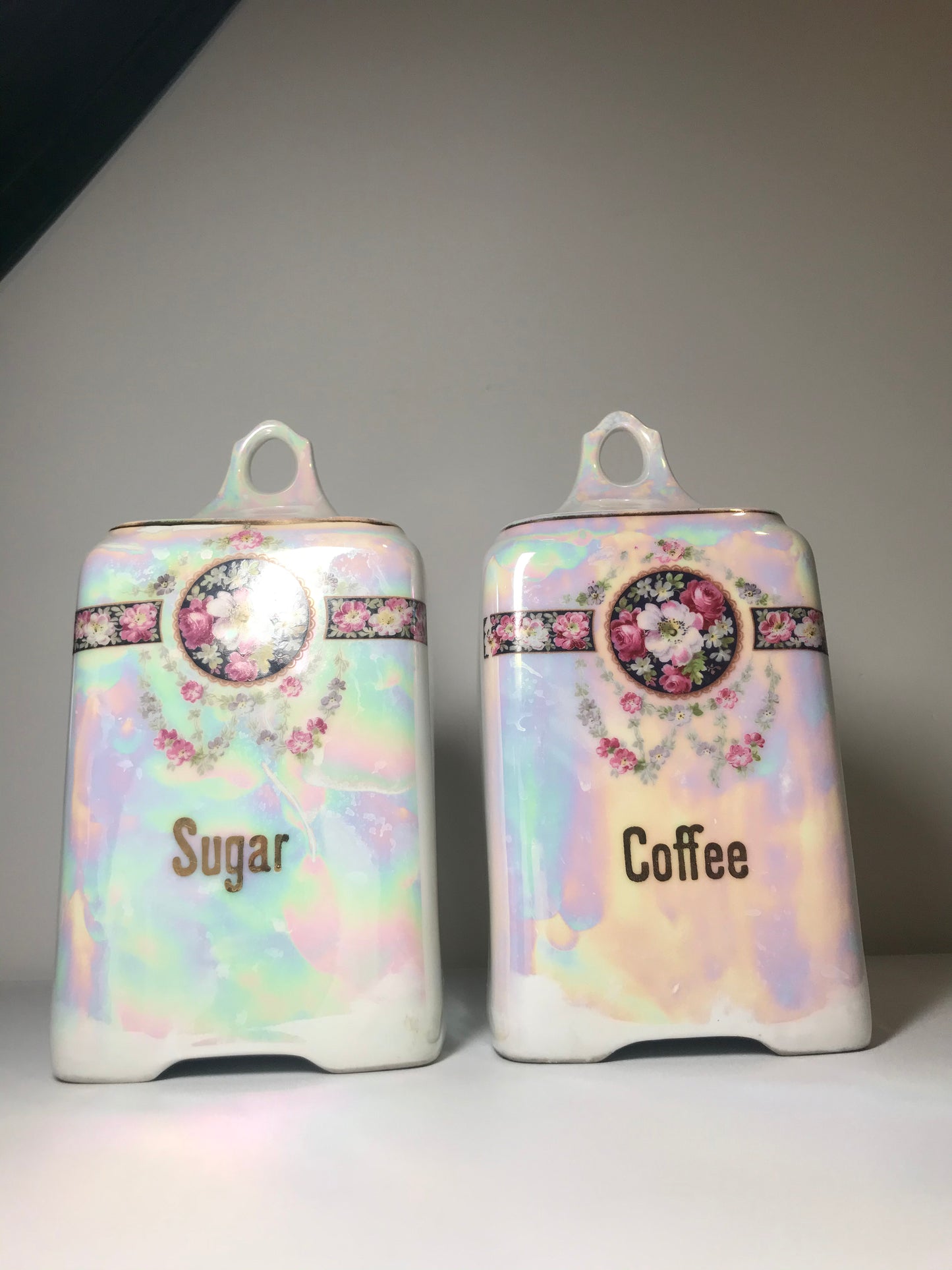 Porcelain Lusterware JB&W Coffee and Sugar Canister (Set of 2)