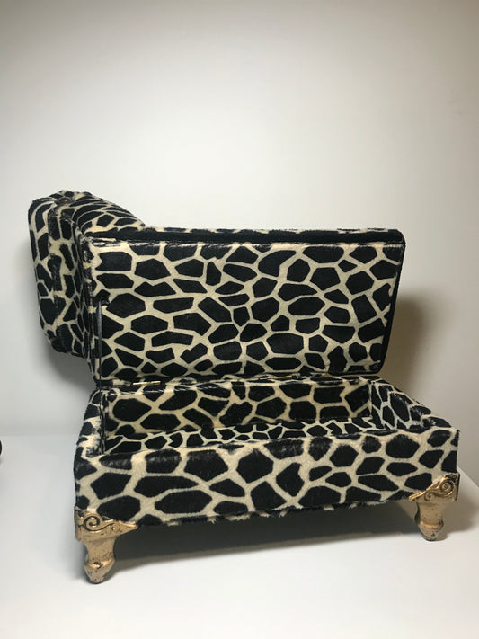 Snow Leopard Print Miniature Chaise Lounge Jewelry Box