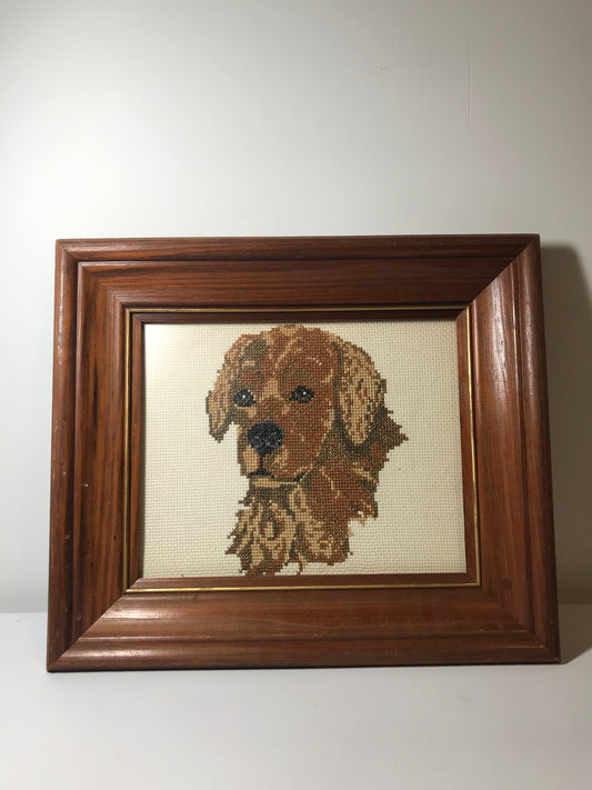 Labrador Retriever Needle Point in Wooden Frame