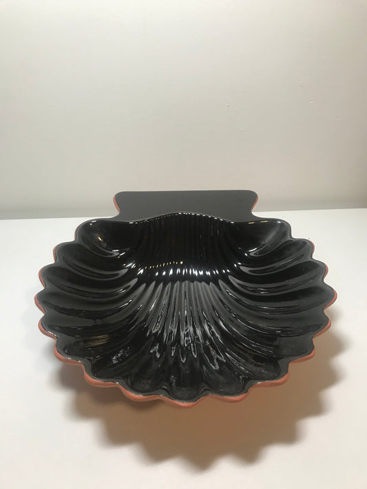 Art Deco Terracotta Black Shell Key Bowl