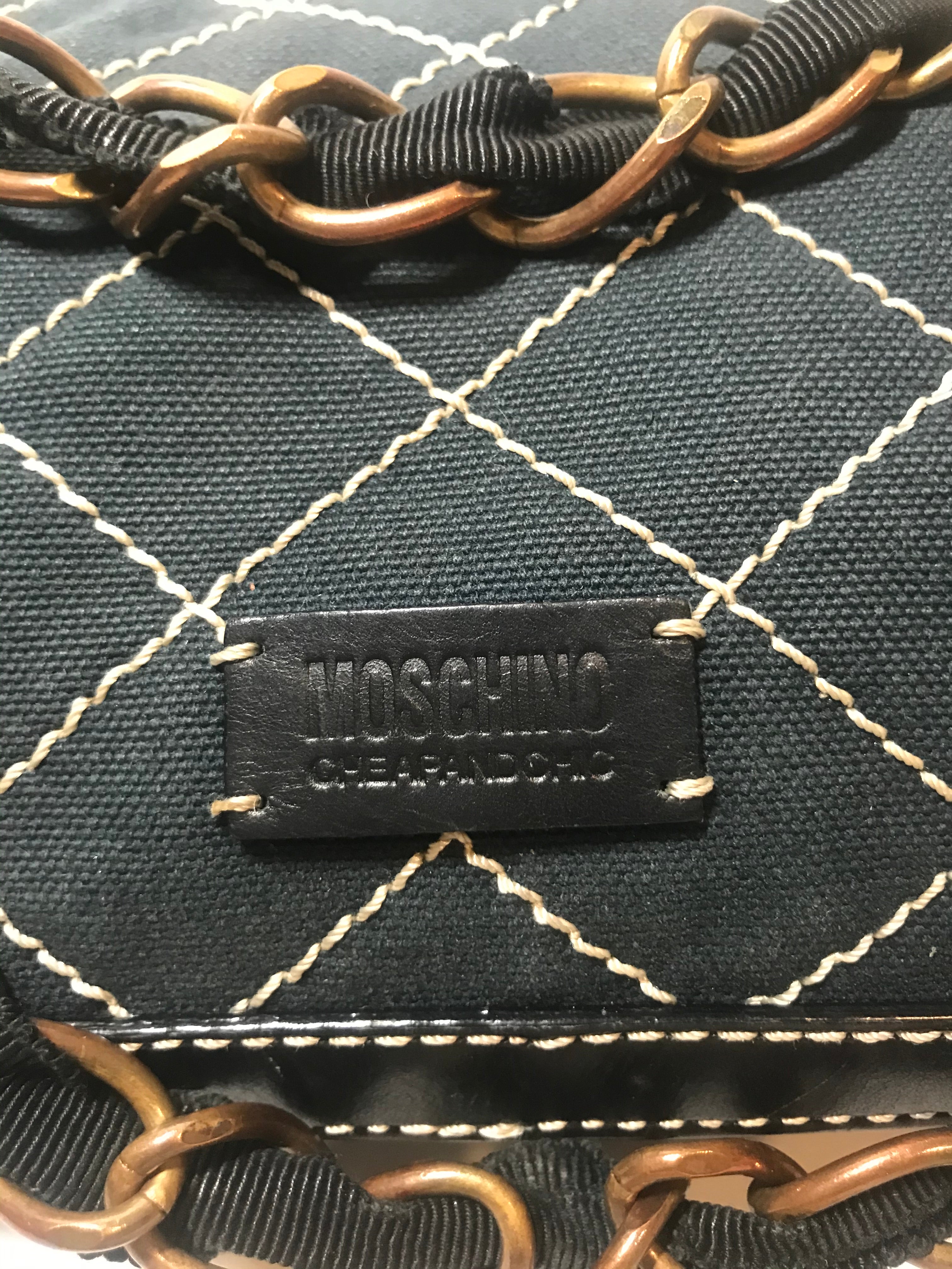 Moschino Cheap And Chic Canvas Leather outlets Bag Purse