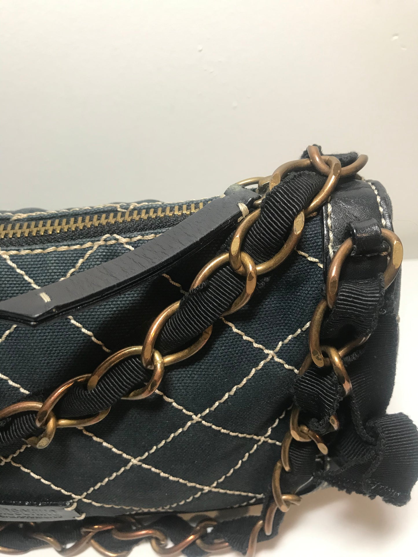 Vintage Moschino Cheap & Chic Quilted Canvas & Leather Bag