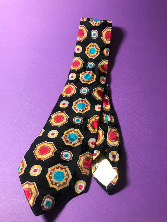 Vintage MCM Black Gemstone Silk Tie
