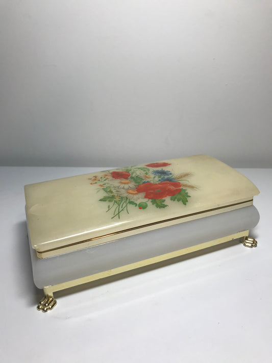 Vintage Italian Floral Plastic Jewelry Box