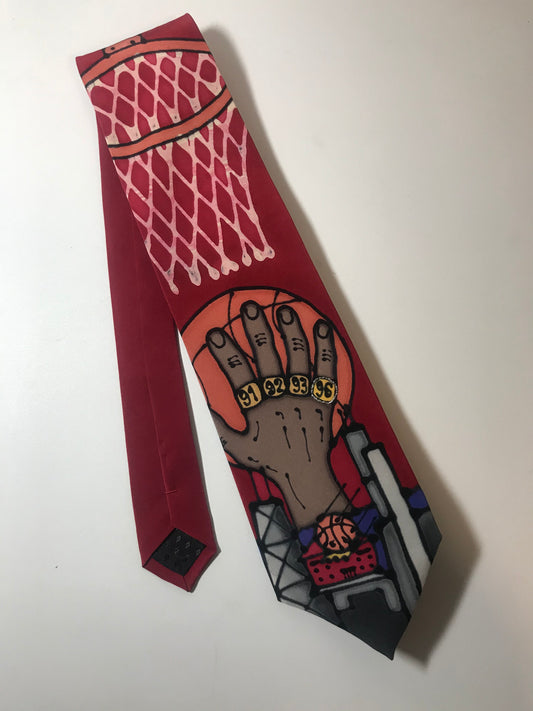 Vintage Chicago Bulls FHILLL Official 1996 NBA Championship Hand-Painted Victory Tie