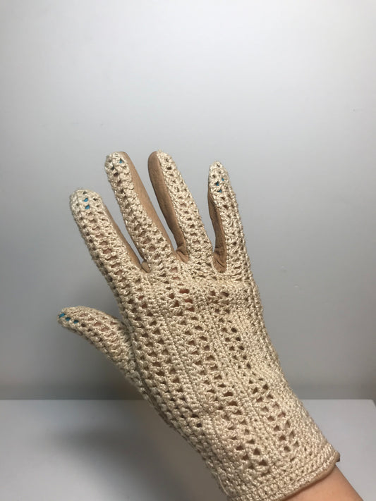 Vintage Leather and Crochet Gloves (Sz 7.5)