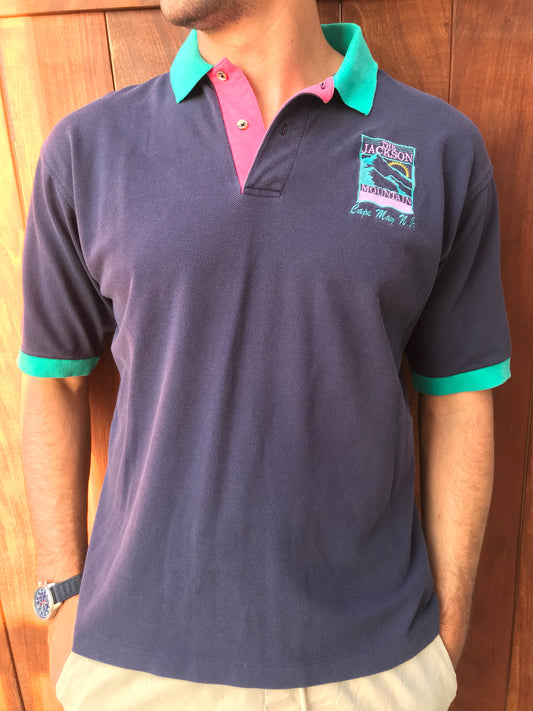 Vintage "The Jackson Mountain Cape May" Color-Block Polo (Size L)