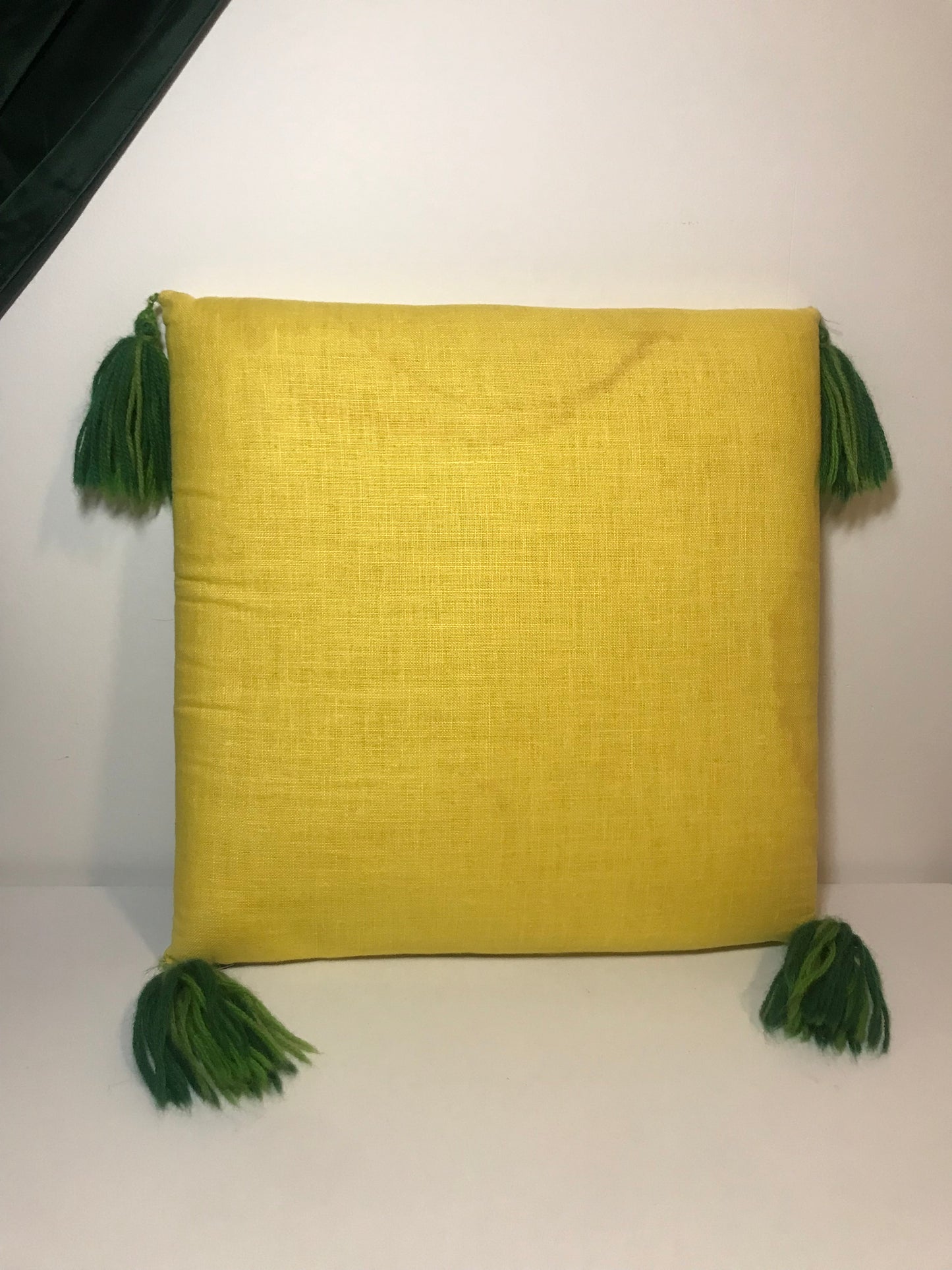 Yellow Decorative Mushroom House Embroidered Pillow with Tassels