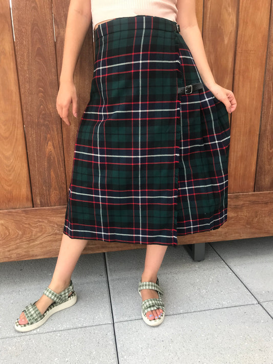 Vintage Strathmore Tartan Plaid Wool Kilt Skirt (Size Medium)