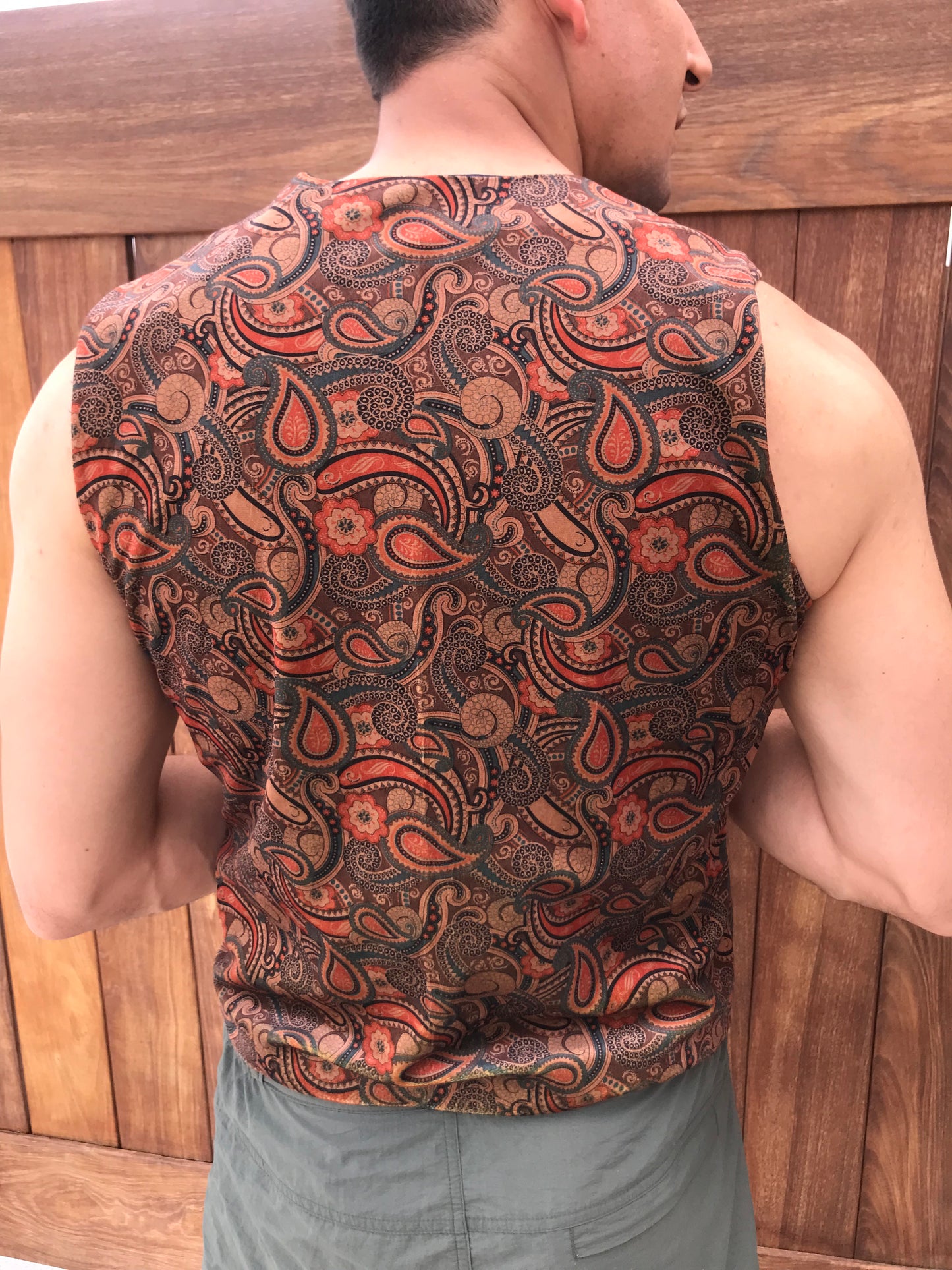 Vintage Paisley Velour Vest (Size L)