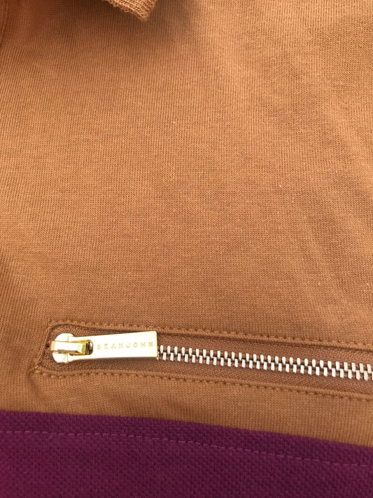 NWOT Sean John Wine and Tan Polo with Zipper Pocket (Size S)