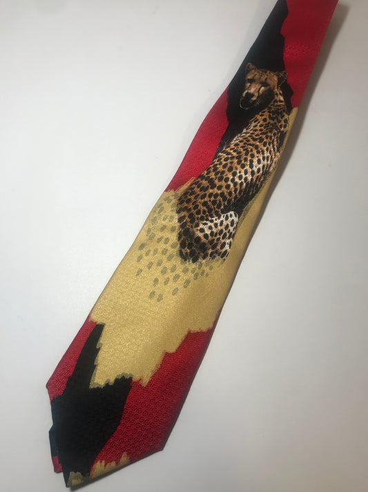 Vintage 1980s 100% Silk Jean Paul Gaultier Cheetah Tie