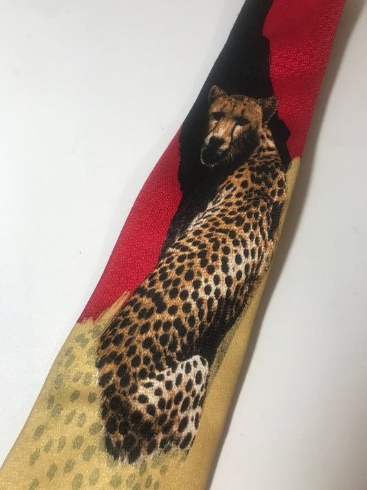 Vintage 1980s 100% Silk Jean Paul Gaultier Cheetah Tie