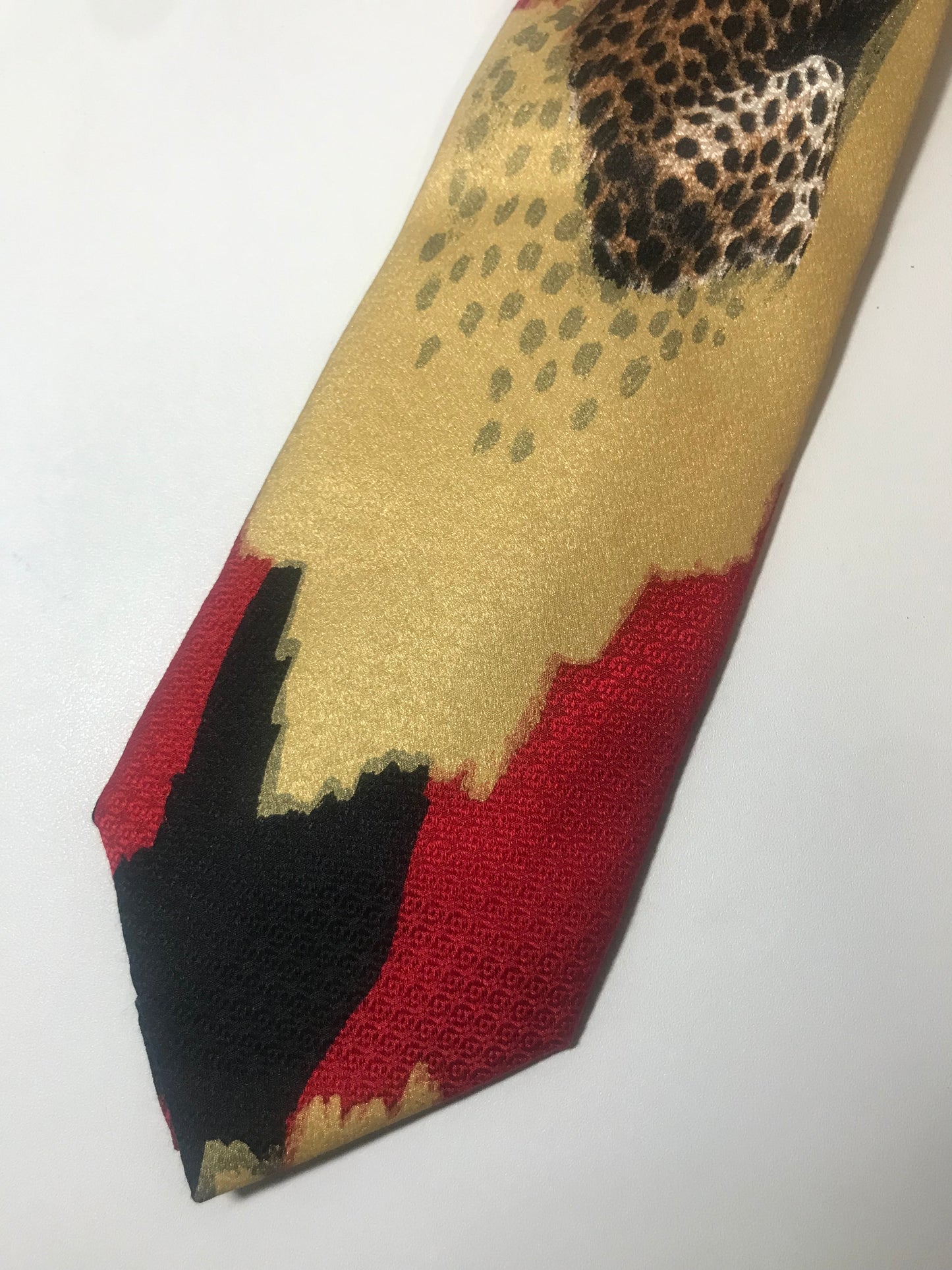 Vintage 1980s 100% Silk Jean Paul Gaultier Cheetah Tie