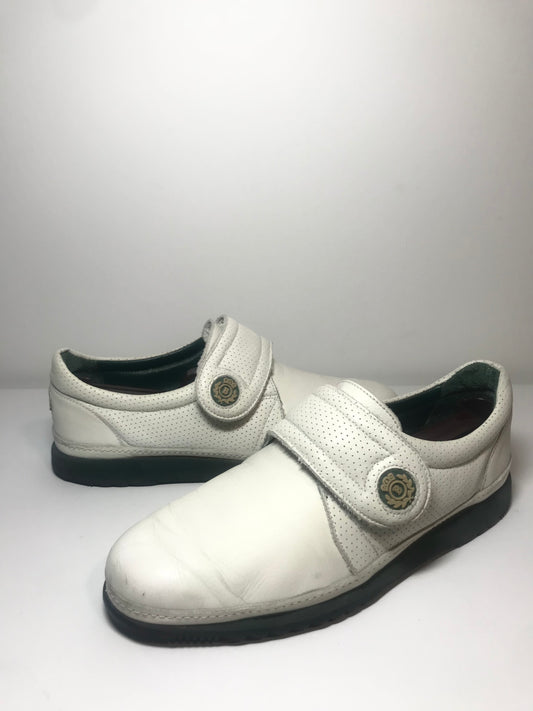 Vintage Bally Suisse White Leather Velcro Sneakers (Size 8M/9W)