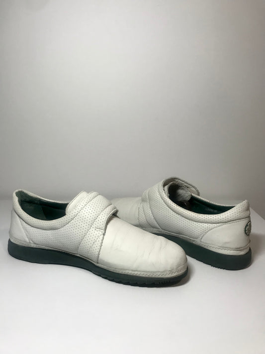 Vintage Bally Suisse White Leather Velcro Sneakers (Size 8M/9W)