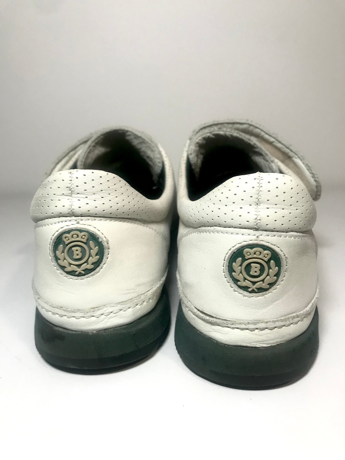 Vintage Bally Suisse White Leather Velcro Sneakers (Size 8M/9W)