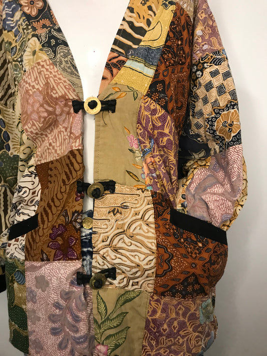 Vintage Patchwork Toggle Closure Jacket/Cardigan (Size OS)