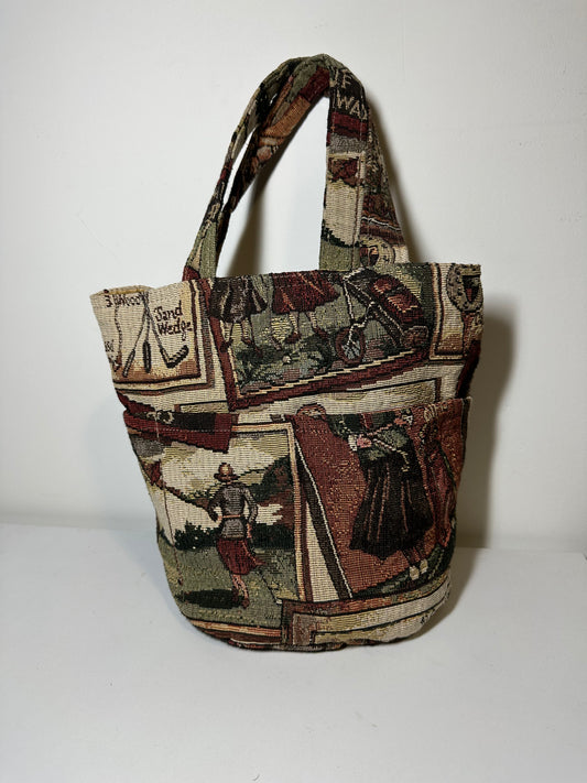 Vintage Women's Golf Tapestry Mini Tote Bag