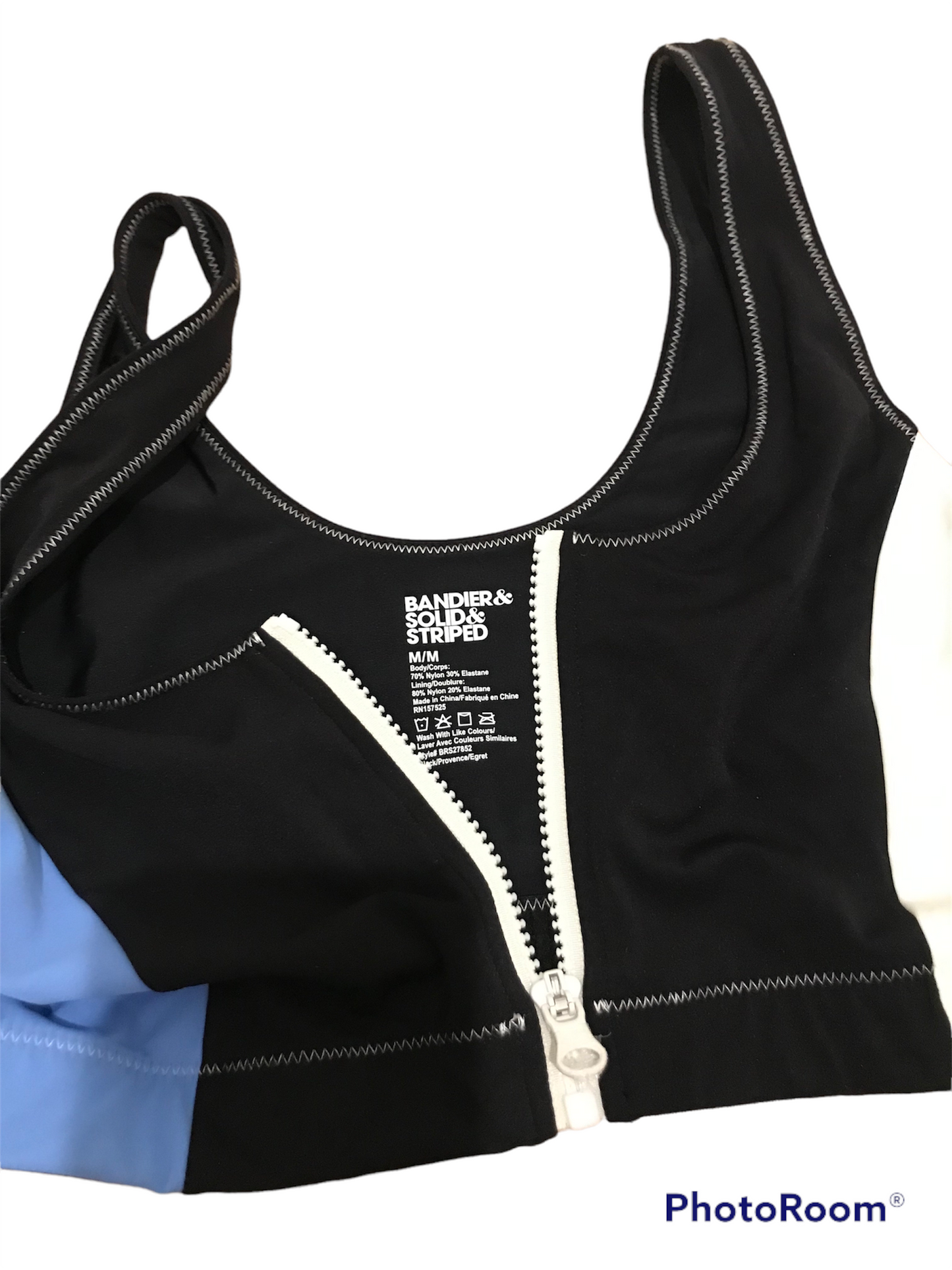 Bandier & Solid & Striped Zip-Front Sports Bra (Sz Medium)