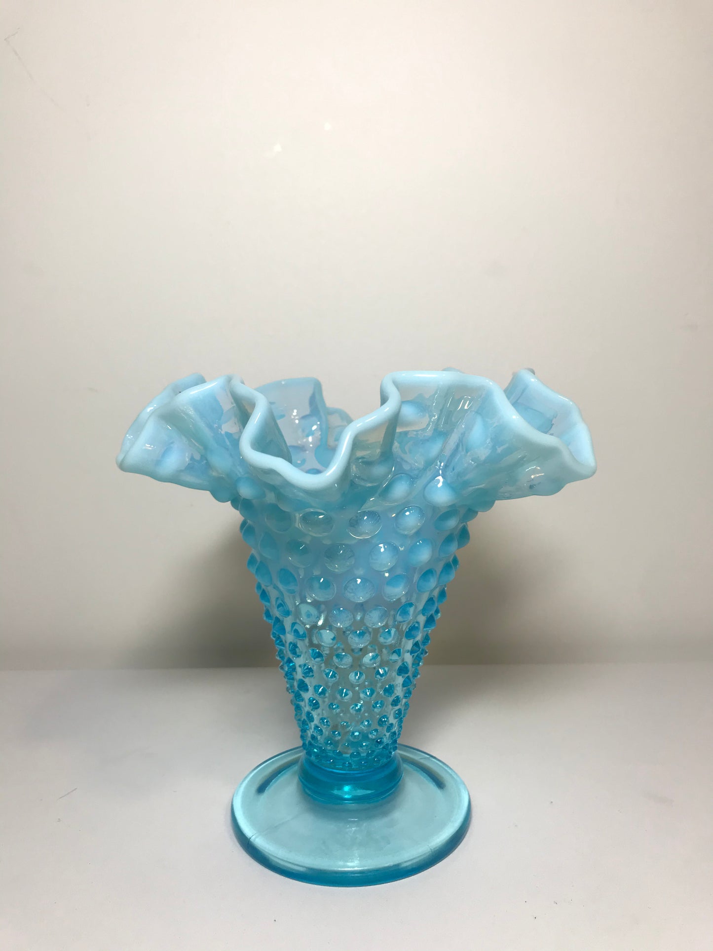 Blue Opalescent Fenton Hobnail Compote