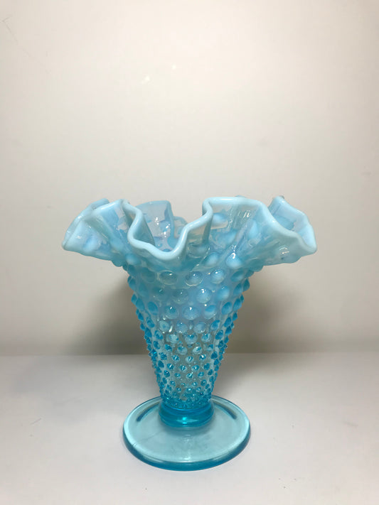 Blue Opalescent Fenton Hobnail Compote