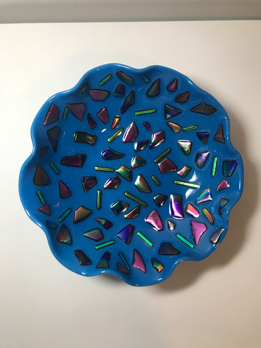 Vintage Fused Glass Centerpiece Bowl