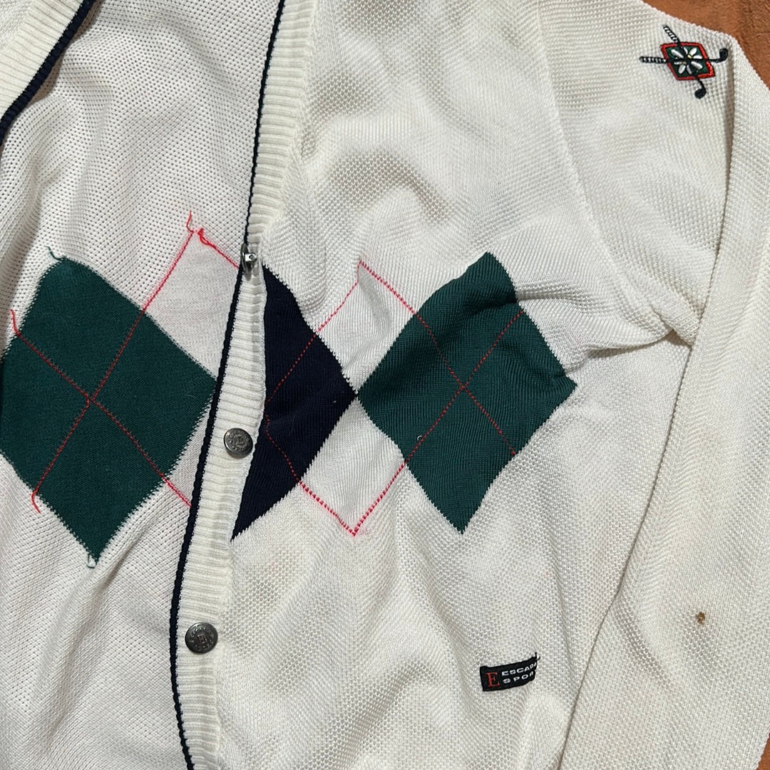 Vintage Escada Sport Argyle Knit Cardigan (Sz L)