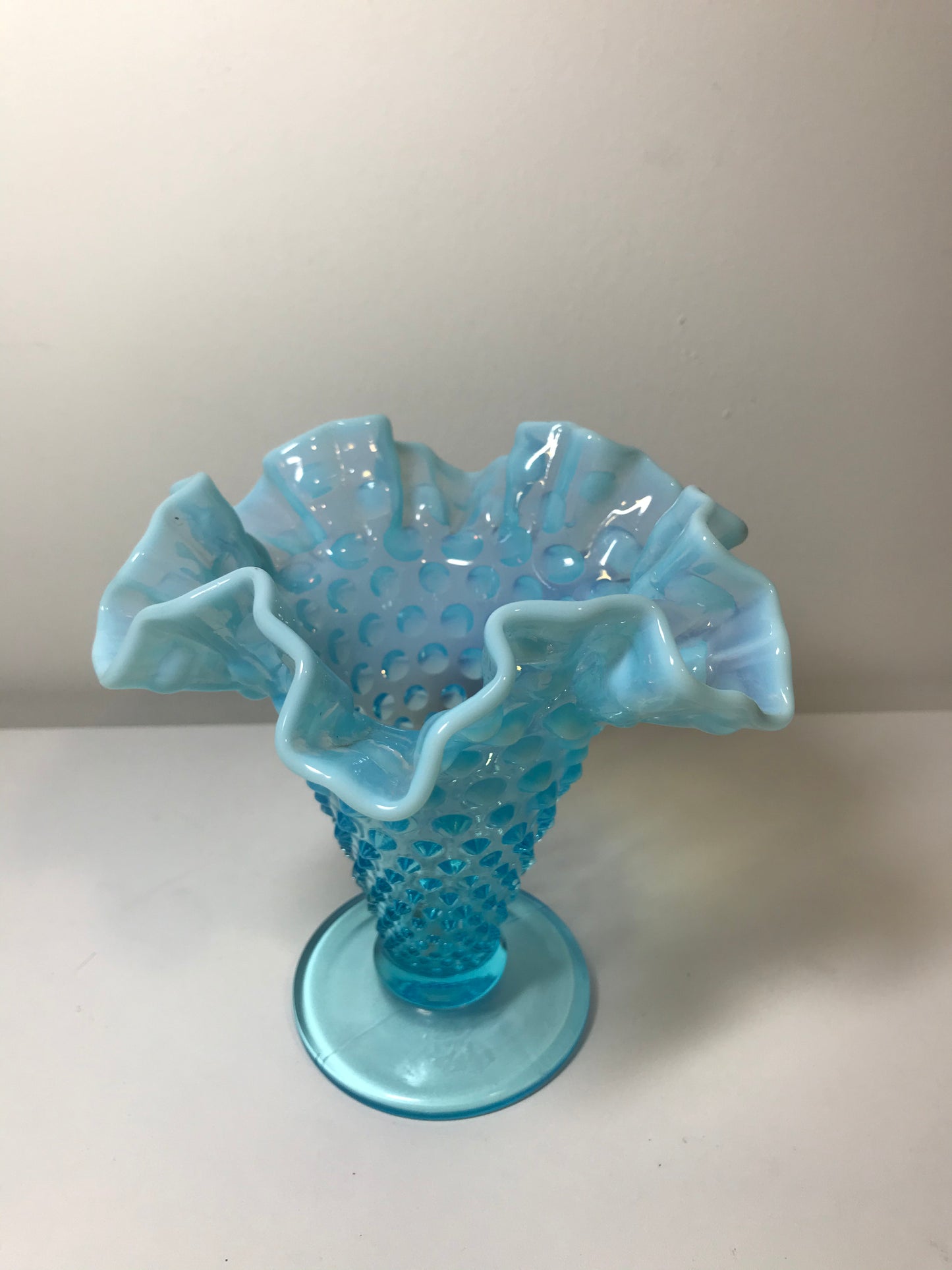 Blue Opalescent Fenton Hobnail Compote